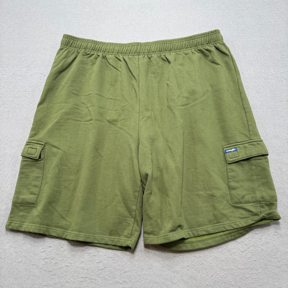 Wrangler‎ Cargo Shorts Men's 3XB Green Heavy Fleece Baggy Fit Athletic Training